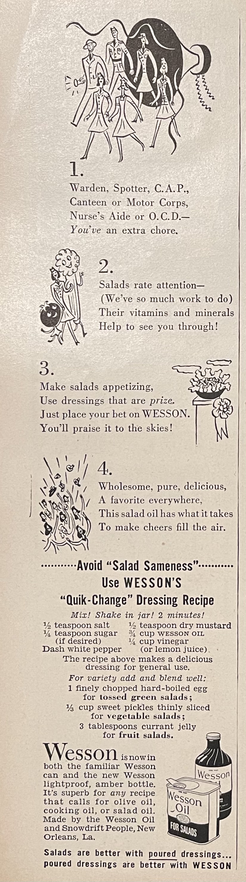 Wesson's “Quik-Change” Dressing Recipe, 1943 | History in the Kitchen